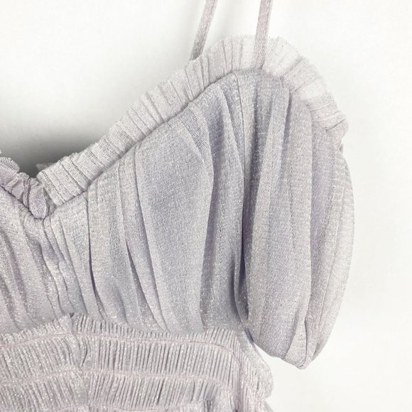 Topshop Womens Purple Lavender Sparkle Shimmer Side Cut Out Tulle Midi Dress - Picture 6 of 12